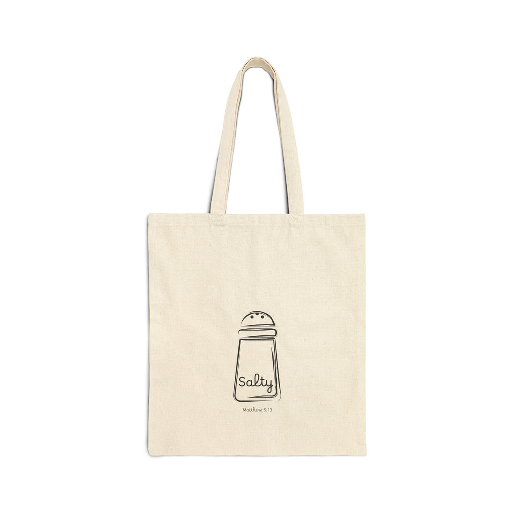 Canvas Tote Bag — Minimal 'Salty' Salt Shaker Tote, Cute Kitchen Grocery Shopper